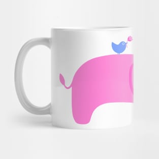 Pink Elephant & Bird Friend Mug